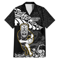 New Zealand Rugby Family Matching Mermaid Dress and Hawaiian Shirt Maori Warrior Rugby Silver Fern Tribal Pattern LT03 Dad's Shirt - Short Sleeve Black - Polynesian Pride