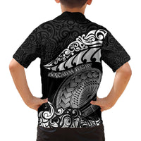 New Zealand Rugby Family Matching Off Shoulder Maxi Dress and Hawaiian Shirt Maori Warrior Rugby Silver Fern Tribal Pattern LT03 - Polynesian Pride