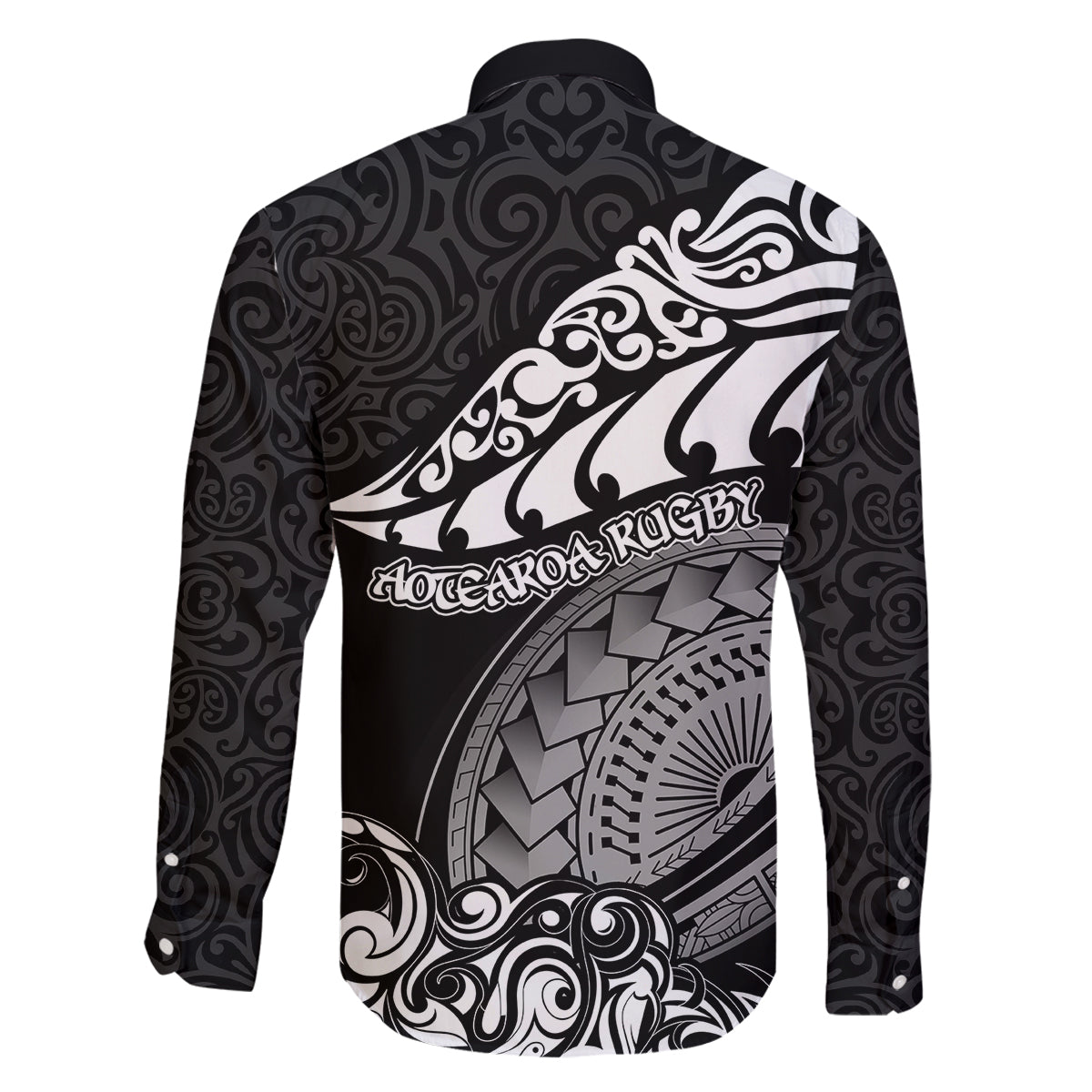New Zealand Rugby Family Matching Off Shoulder Maxi Dress and Hawaiian Shirt Maori Warrior Rugby Silver Fern Tribal Pattern LT03 - Polynesian Pride