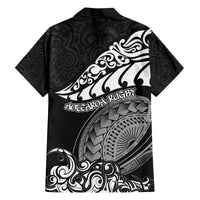 New Zealand Rugby Family Matching Off Shoulder Short Dress and Hawaiian Shirt Maori Warrior Rugby Silver Fern Tribal Pattern LT03 - Polynesian Pride