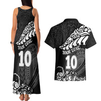 Custom New Zealand Rugby Couples Matching Tank Maxi Dress and Hawaiian Shirt Maori Warrior Rugby Silver Fern Tribal Pattern LT03 - Polynesian Pride
