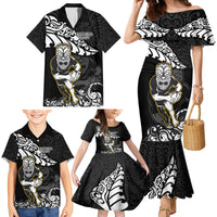 Custom New Zealand Rugby Family Matching Mermaid Dress and Hawaiian Shirt Maori Warrior Rugby Silver Fern Tribal Pattern LT03 - Polynesian Pride