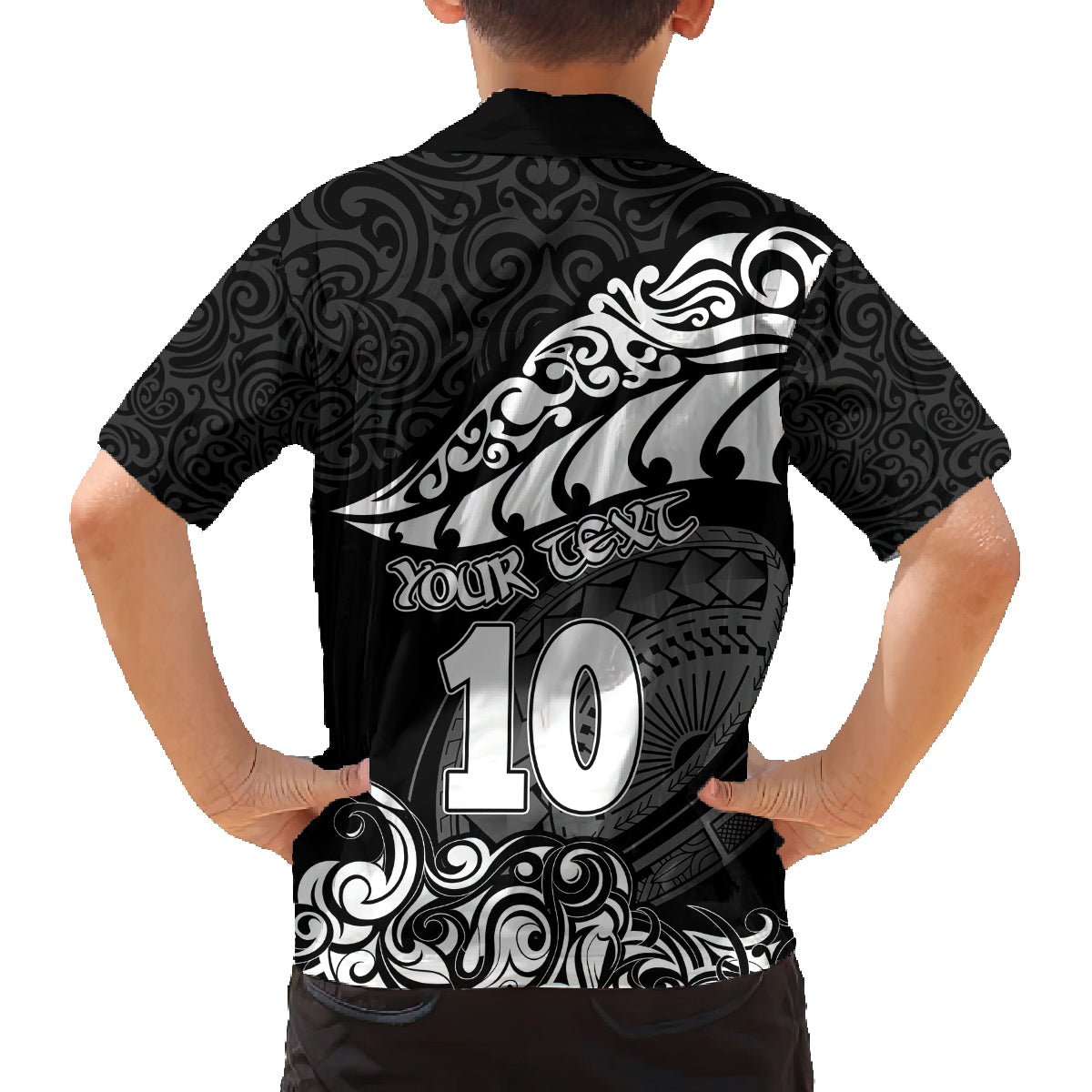 Custom New Zealand Rugby Family Matching Off Shoulder Short Dress and Hawaiian Shirt Maori Warrior Rugby Silver Fern Tribal Pattern LT03 - Polynesian Pride