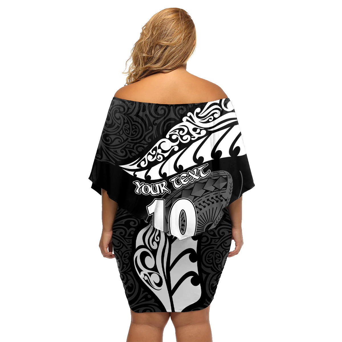 Custom New Zealand Rugby Family Matching Off Shoulder Short Dress and Hawaiian Shirt Maori Warrior Rugby Silver Fern Tribal Pattern LT03 - Polynesian Pride
