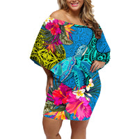 polynesian-family-matching-off-shoulder-short-dress-and-hawaiian-shirt-the-turtle-jung-flower-with-maori-pattern-ethnic-style