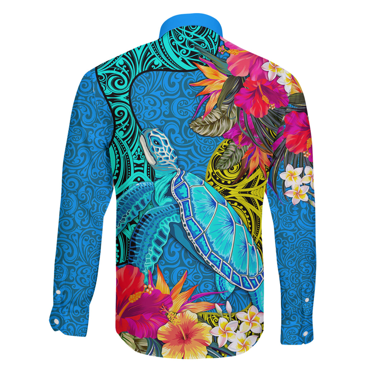 Polynesian Family Matching Puletasi Dress and Hawaiian Shirt The Turtle Jung Flower with Maori Pattern Ethnic Style LT03 - Polynesian Pride