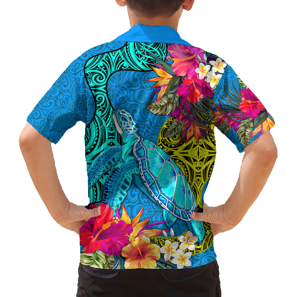 polynesian-family-matching-summer-maxi-dress-and-hawaiian-shirt-the-turtle-jung-flower-with-maori-pattern-ethnic-style