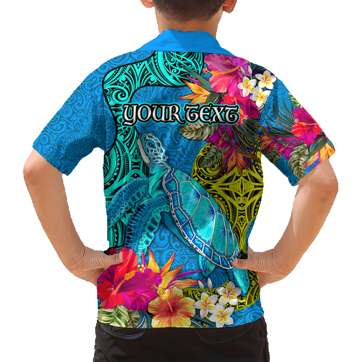Custom Polynesian Family Matching Short Sleeve Bodycon Dress and Hawaiian Shirt The Turtle Jung Flower with Maori Pattern Ethnic Style LT03 - Polynesian Pride