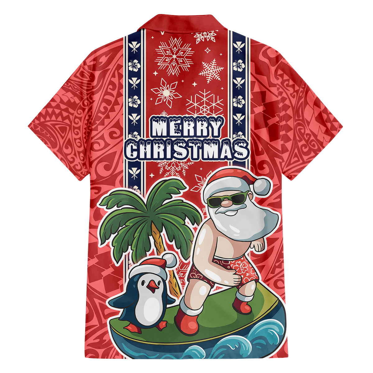 Hawaii Christmas Family Matching Off Shoulder Maxi Dress and Hawaiian Shirt The Santa Surfing Hawaii Xmas Style LT03 - Polynesian Pride