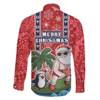 Hawaii Christmas Family Matching Off Shoulder Maxi Dress and Hawaiian Shirt The Santa Surfing Hawaii Xmas Style LT03 - Polynesian Pride