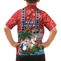 Hawaii Christmas Family Matching Tank Maxi Dress and Hawaiian Shirt The Santa Surfing Hawaii Xmas Style LT03 - Polynesian Pride