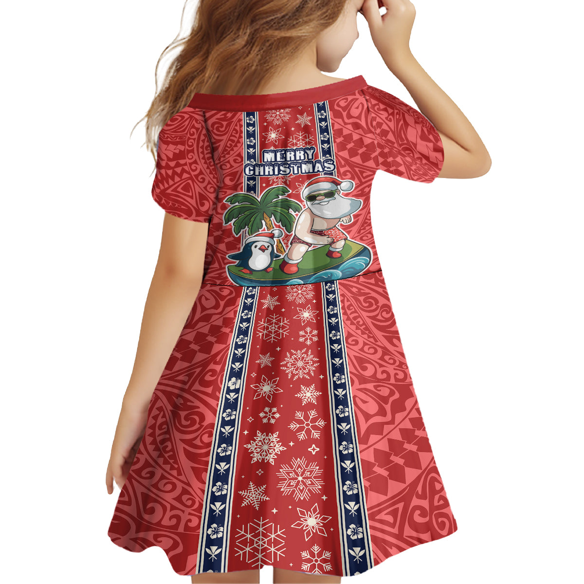 hawaii-christmas-kid-short-sleeve-dress-the-santa-surfing-hawaii-xmas-style