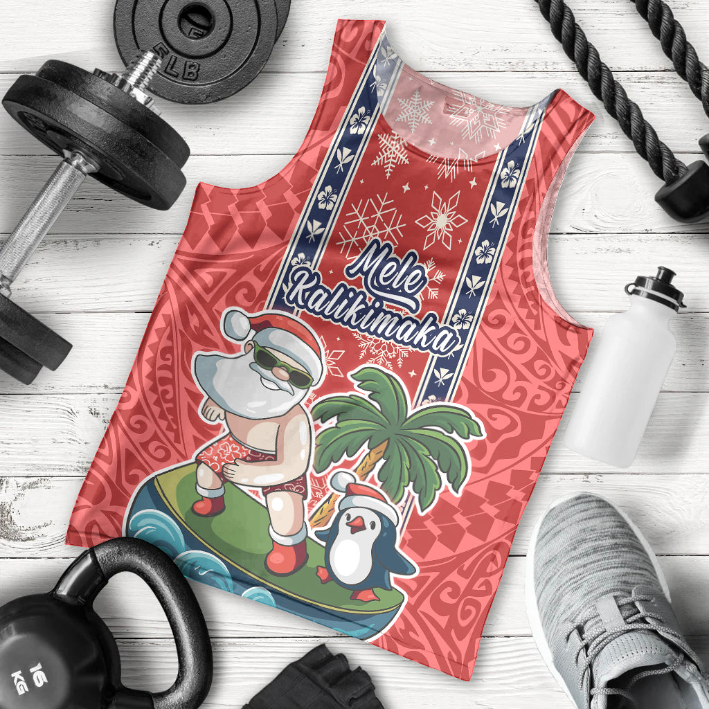 Hawaii Christmas Men Tank Top The Santa Surfing Hawaii Xmas Style LT03 Red - Polynesian Pride