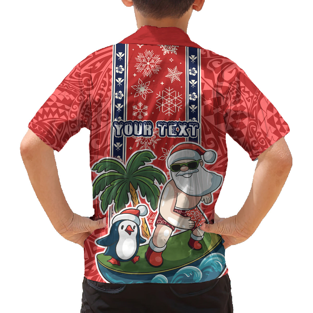 Custom Hawaii Christmas Family Matching Long Sleeve Bodycon Dress and Hawaiian Shirt The Santa Surfing Hawaii Xmas Style LT03 - Polynesian Pride