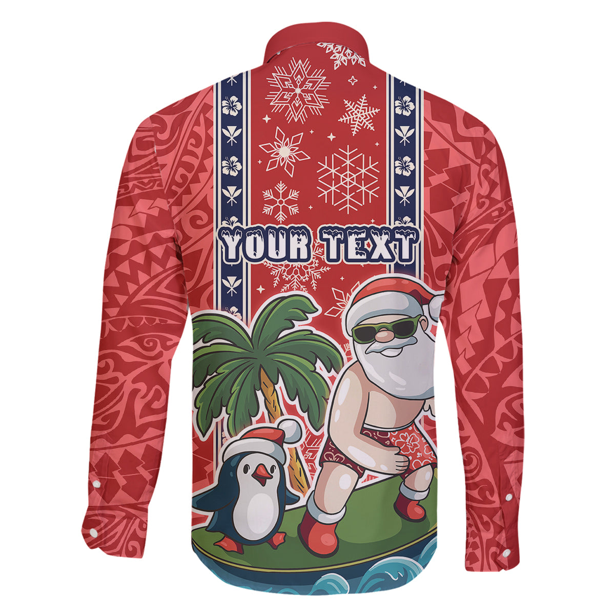 Custom Hawaii Christmas Family Matching Long Sleeve Bodycon Dress and Hawaiian Shirt The Santa Surfing Hawaii Xmas Style LT03 - Polynesian Pride