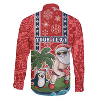 Custom Hawaii Christmas Family Matching Off Shoulder Long Sleeve Dress and Hawaiian Shirt The Santa Surfing Hawaii Xmas Style LT03 - Polynesian Pride