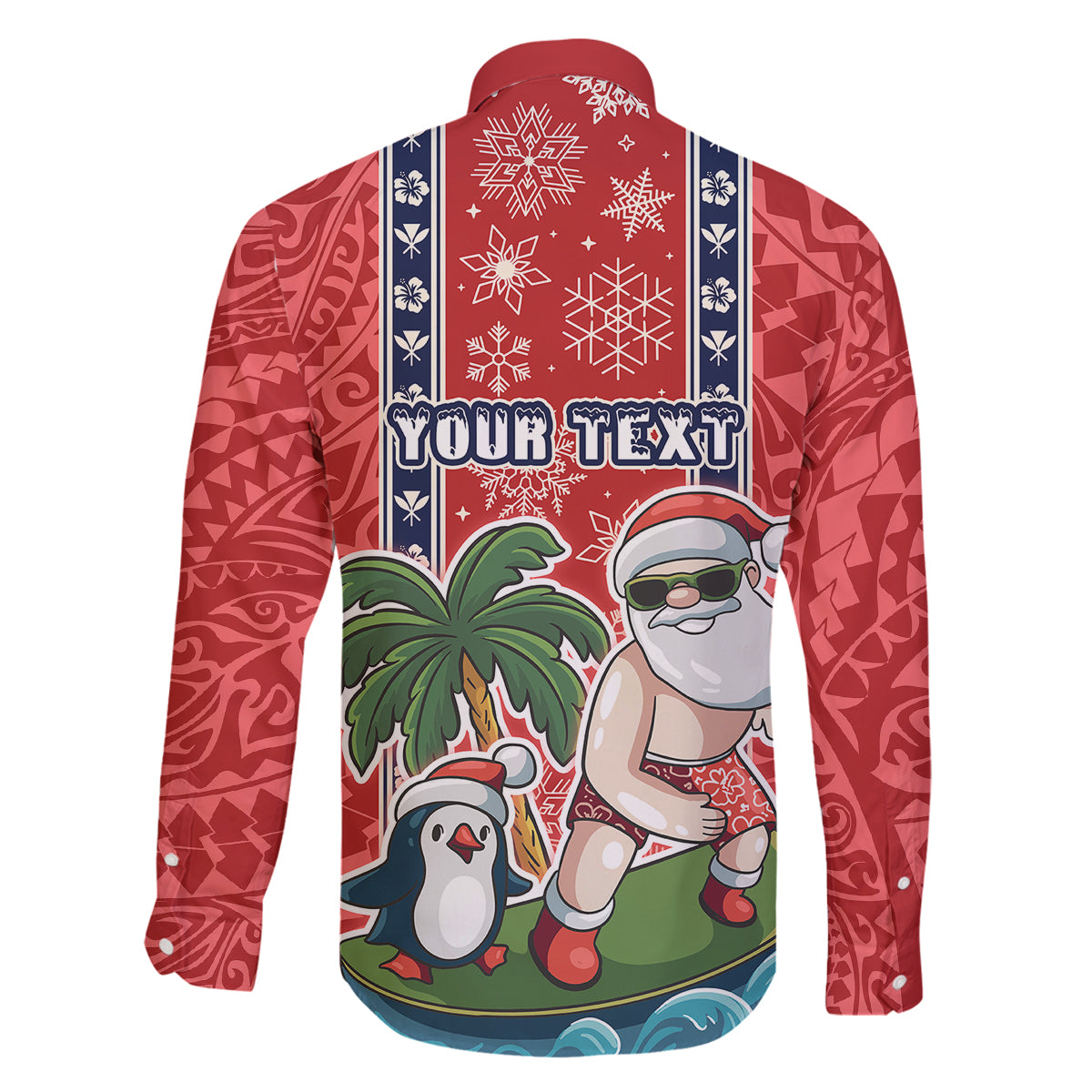 Custom Hawaii Christmas Family Matching Off Shoulder Maxi Dress and Hawaiian Shirt The Santa Surfing Hawaii Xmas Style LT03 - Polynesian Pride