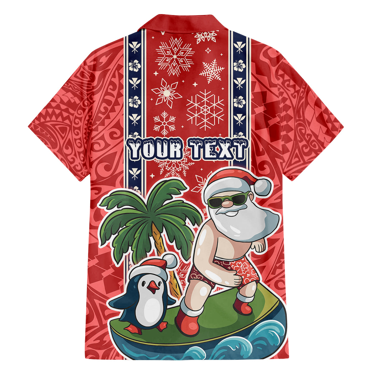 Custom Hawaii Christmas Family Matching Off Shoulder Short Dress and Hawaiian Shirt The Santa Surfing Hawaii Xmas Style LT03 - Polynesian Pride