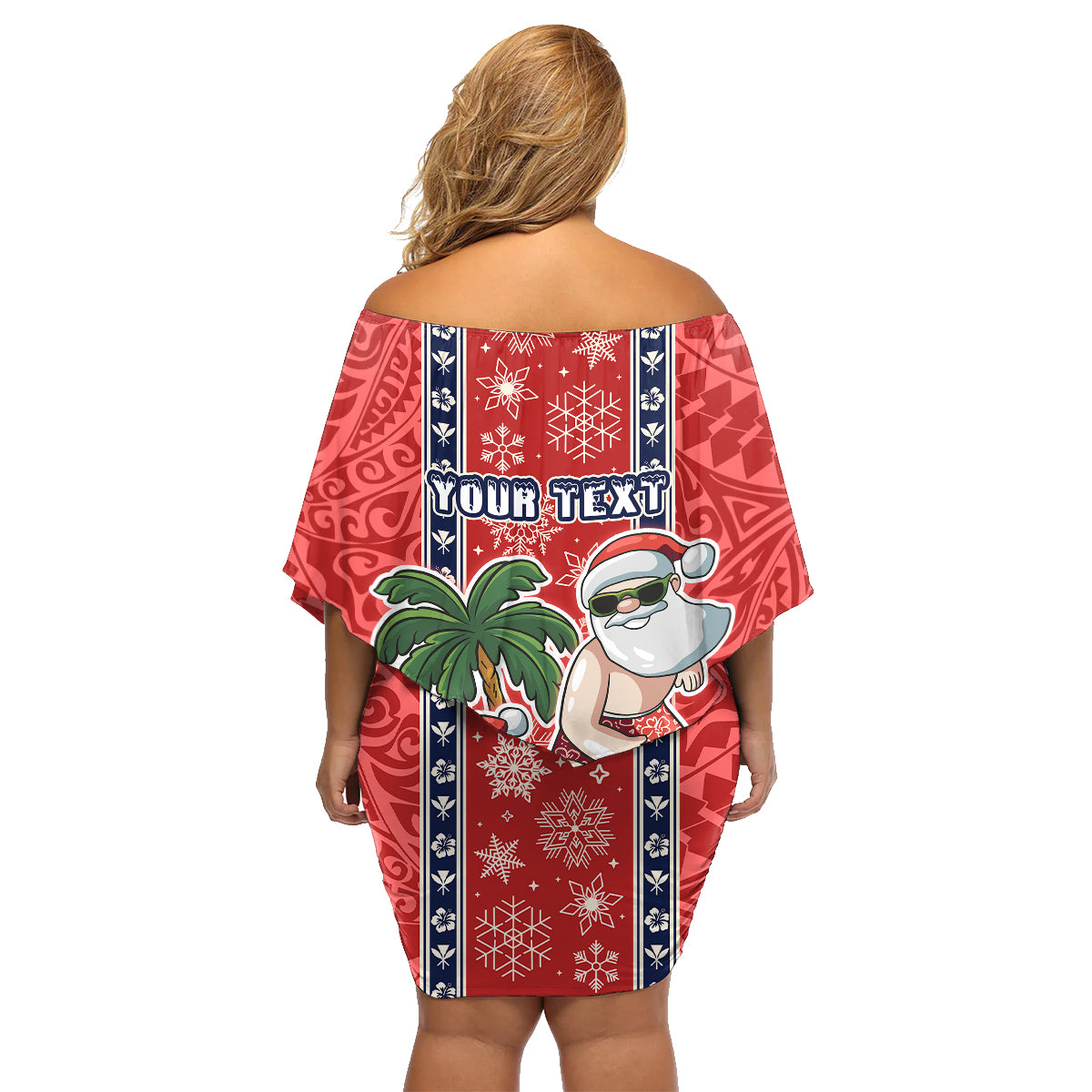 Custom Hawaii Christmas Family Matching Off Shoulder Short Dress and Hawaiian Shirt The Santa Surfing Hawaii Xmas Style LT03 - Polynesian Pride