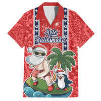 Custom Hawaii Christmas Family Matching Summer Maxi Dress and Hawaiian Shirt The Santa Surfing Hawaii Xmas Style LT03 Dad's Shirt - Short Sleeve Red - Polynesian Pride