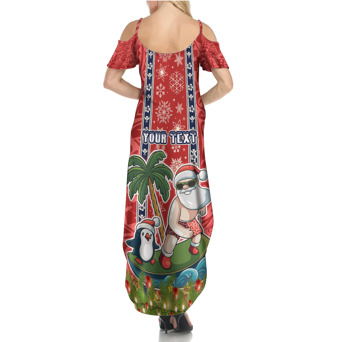 Custom Hawaii Christmas Family Matching Summer Maxi Dress and Hawaiian Shirt The Santa Surfing Hawaii Xmas Style LT03 - Polynesian Pride