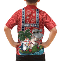 Custom Hawaii Christmas Family Matching Tank Maxi Dress and Hawaiian Shirt The Santa Surfing Hawaii Xmas Style LT03 - Polynesian Pride