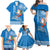 Hawaii Mele Kalikimaka Family Matching Off Shoulder Maxi Dress and Hawaiian Shirt Santa Riding The DolPhin Mix Kakau Pattern Blue Style LT03 - Polynesian Pride
