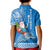 Hawaii Mele Kalikimaka Kid Polo Shirt Santa Riding The DolPhin Mix Kakau Pattern Blue Style LT03 - Polynesian Pride