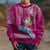 Hawaii Mele Kalikimaka Kid Ugly Christmas Sweater Santa Riding The DolPhin Mix Kakau Pattern Pink Style LT03 - Polynesian Pride