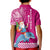 Hawaii Mele Kalikimaka Kid Polo Shirt Santa Riding The DolPhin Mix Kakau Pattern Pink Style LT03 - Polynesian Pride