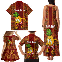 Custom Hawaii Family Matching Tank Maxi Dress and Hawaiian Shirt Aloha Funny Pineapple Mix Kakau Hawaiian Tribal LT03 - Polynesian Pride