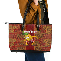 Custom Hawaii Leather Tote Bag Aloha Funny Pineapple Mix Kakau Hawaiian Tribal LT03 - Polynesian Pride