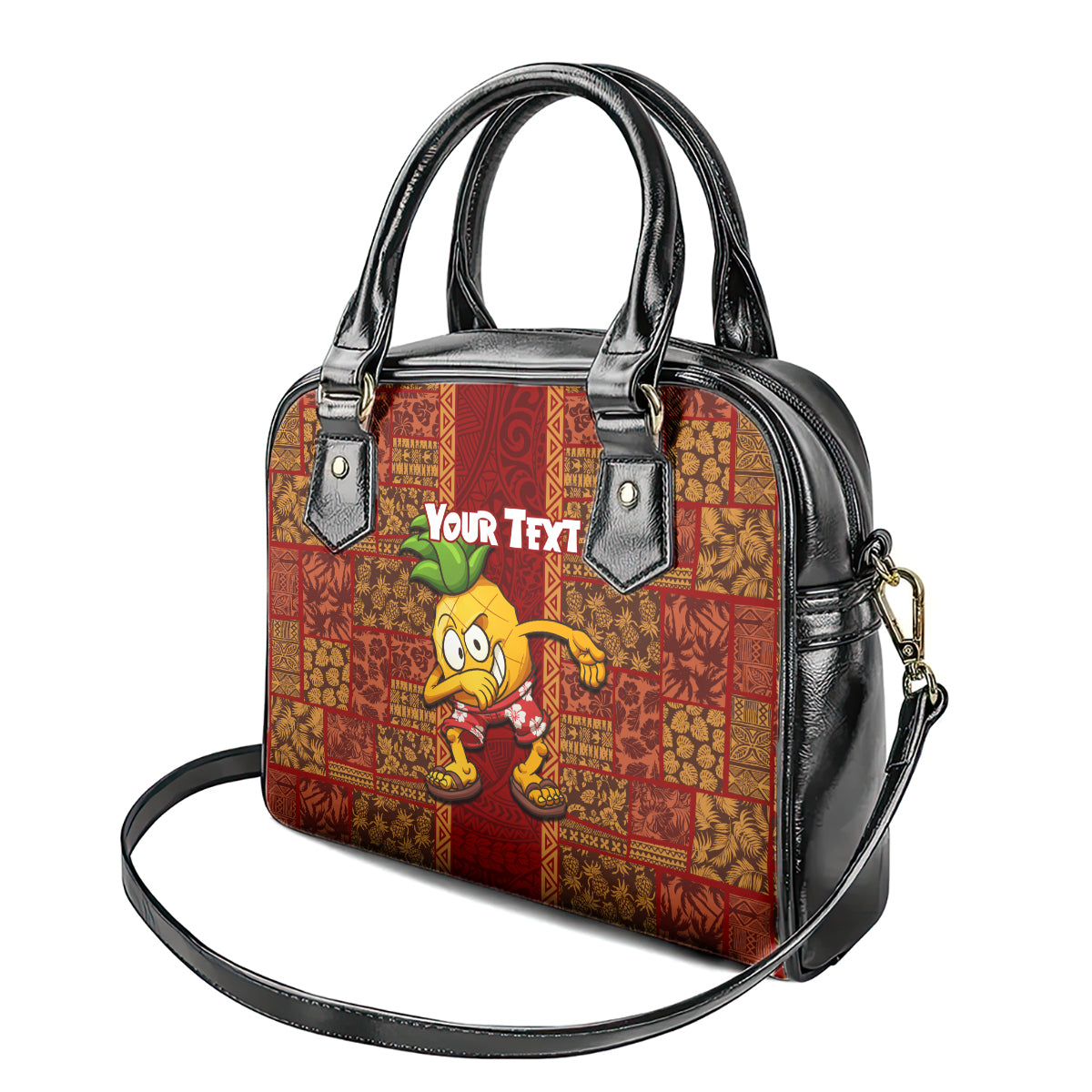 Custom Hawaii Shoulder Handbag Aloha Funny Pineapple Mix Kakau Hawaiian Tribal LT03 - Polynesian Pride