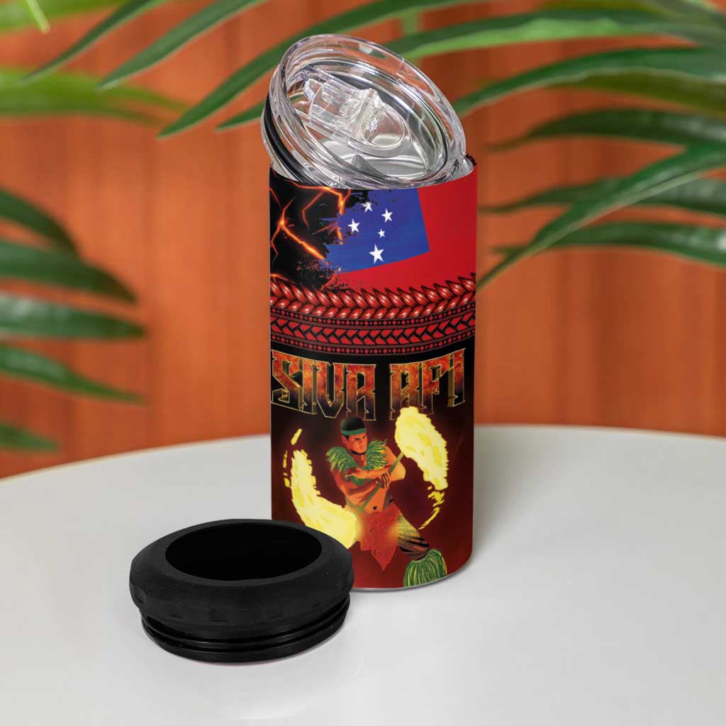 Samoan Siva Afi 4 in 1 Can Cooler Tumbler Tribal Performers of Samoan Fire Knife Dancing