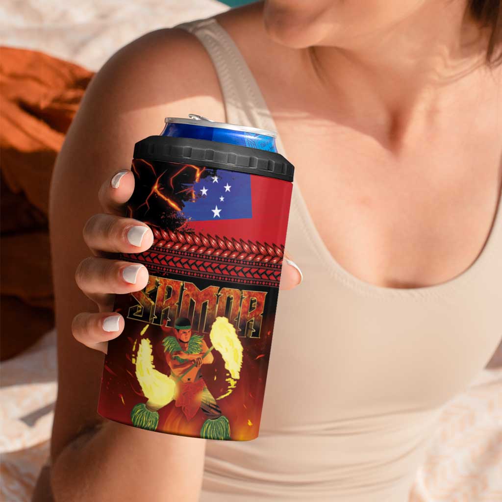 Samoan Siva Afi 4 in 1 Can Cooler Tumbler Tribal Performers of Samoan Fire Knife Dancing