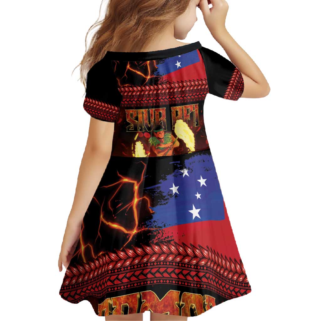 Samoan Siva Afi Family Matching Long Sleeve Bodycon Dress and Hawaiian Shirt Tribal Performers of Samoan Fire Knife Dancing LT03 - Polynesian Pride
