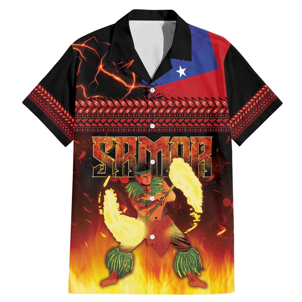 Samoan Siva Afi Family Matching Mermaid Dress and Hawaiian Shirt Tribal Performers of Samoan Fire Knife Dancing LT03 Dad's Shirt - Short Sleeve Black - Polynesian Pride