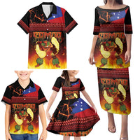 Samoan Siva Afi Family Matching Puletasi and Hawaiian Shirt Tribal Performers of Samoan Fire Knife Dancing LT03 - Polynesian Pride