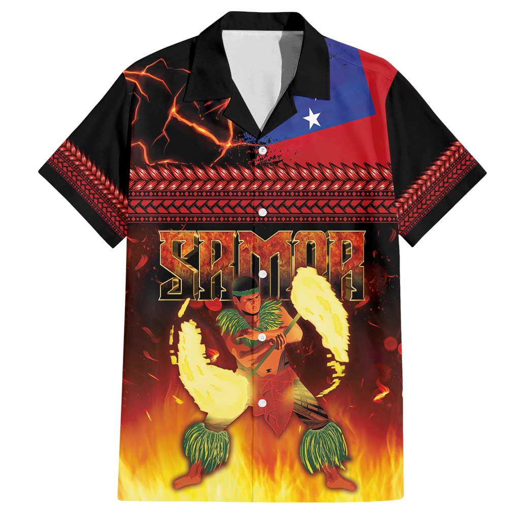 Samoan Siva Afi Family Matching Puletasi and Hawaiian Shirt Tribal Performers of Samoan Fire Knife Dancing LT03 Dad's Shirt - Short Sleeve Black - Polynesian Pride