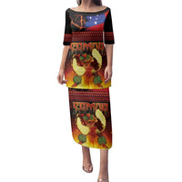 Samoan Siva Afi Family Matching Puletasi and Hawaiian Shirt Tribal Performers of Samoan Fire Knife Dancing LT03 Mom's Dress Black - Polynesian Pride
