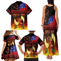 Samoan Siva Afi Family Matching Tank Maxi Dress and Hawaiian Shirt Tribal Performers of Samoan Fire Knife Dancing LT03 - Polynesian Pride