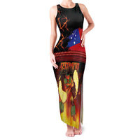 Samoan Siva Afi Family Matching Tank Maxi Dress and Hawaiian Shirt Tribal Performers of Samoan Fire Knife Dancing LT03 Mom's Dress Black - Polynesian Pride