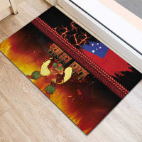 Samoan Siva Afi Rubber Doormat Tribal Performers of Samoan Fire Knife Dancing