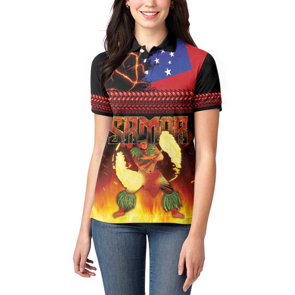 Samoan Siva Afi Women Polo Shirt Tribal Performers of Samoan Fire Knife Dancing
