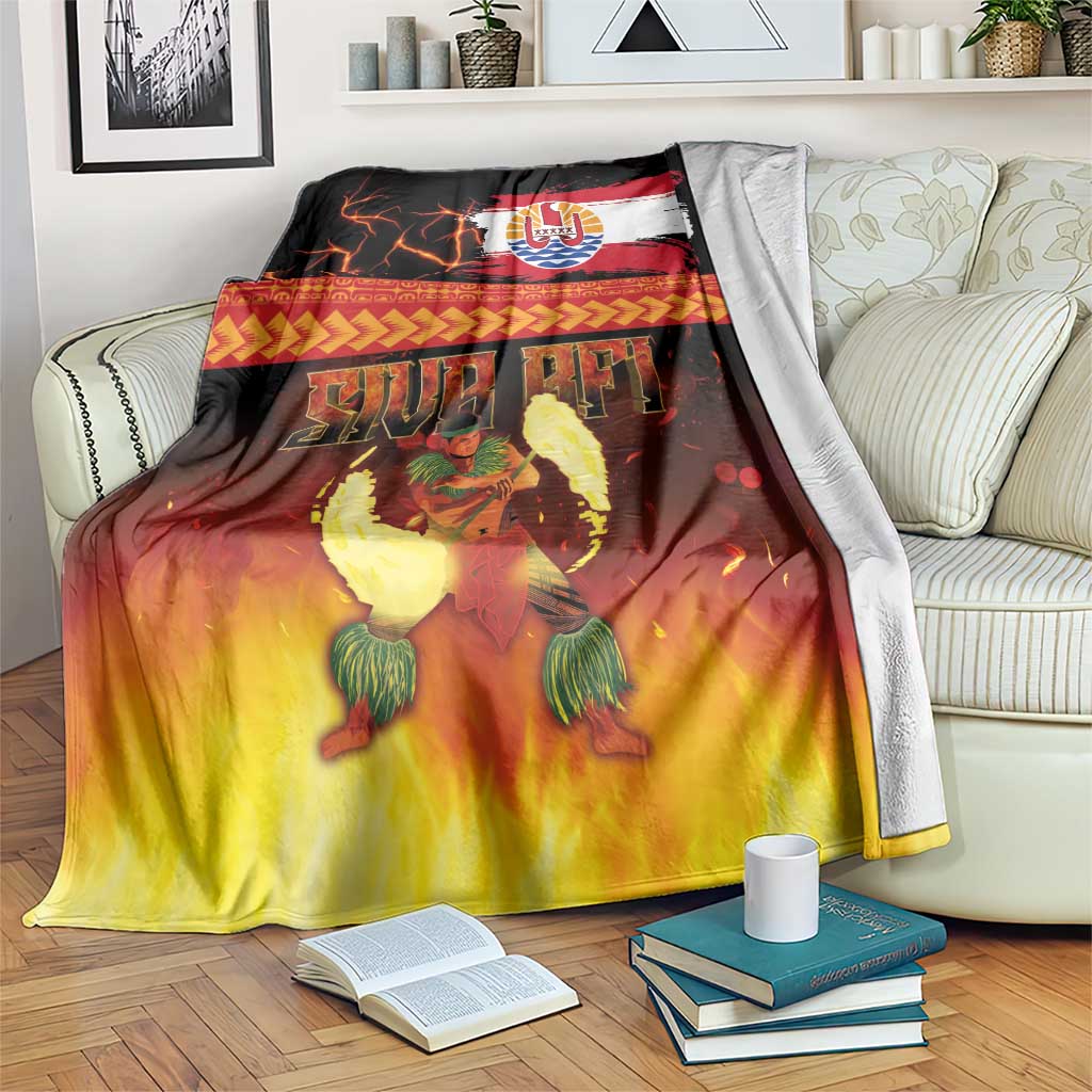 Tahitian Siva Afi Blanket Tribal Performers of Tahitian Fire Knife Dancing LT03 Black - Polynesian Pride