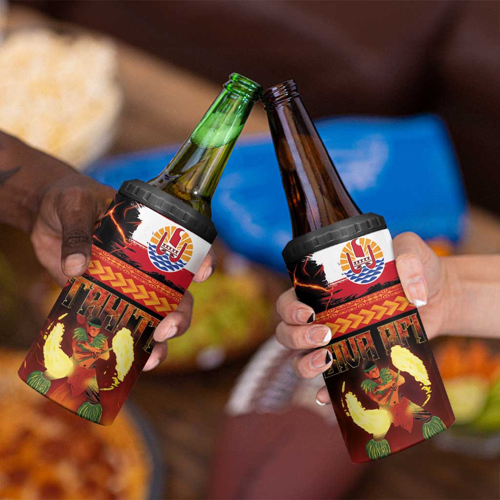 Tahitian Siva Afi 4 in 1 Can Cooler Tumbler Tribal Performers of Tahitian Fire Knife Dancing LT03 - Polynesian Pride