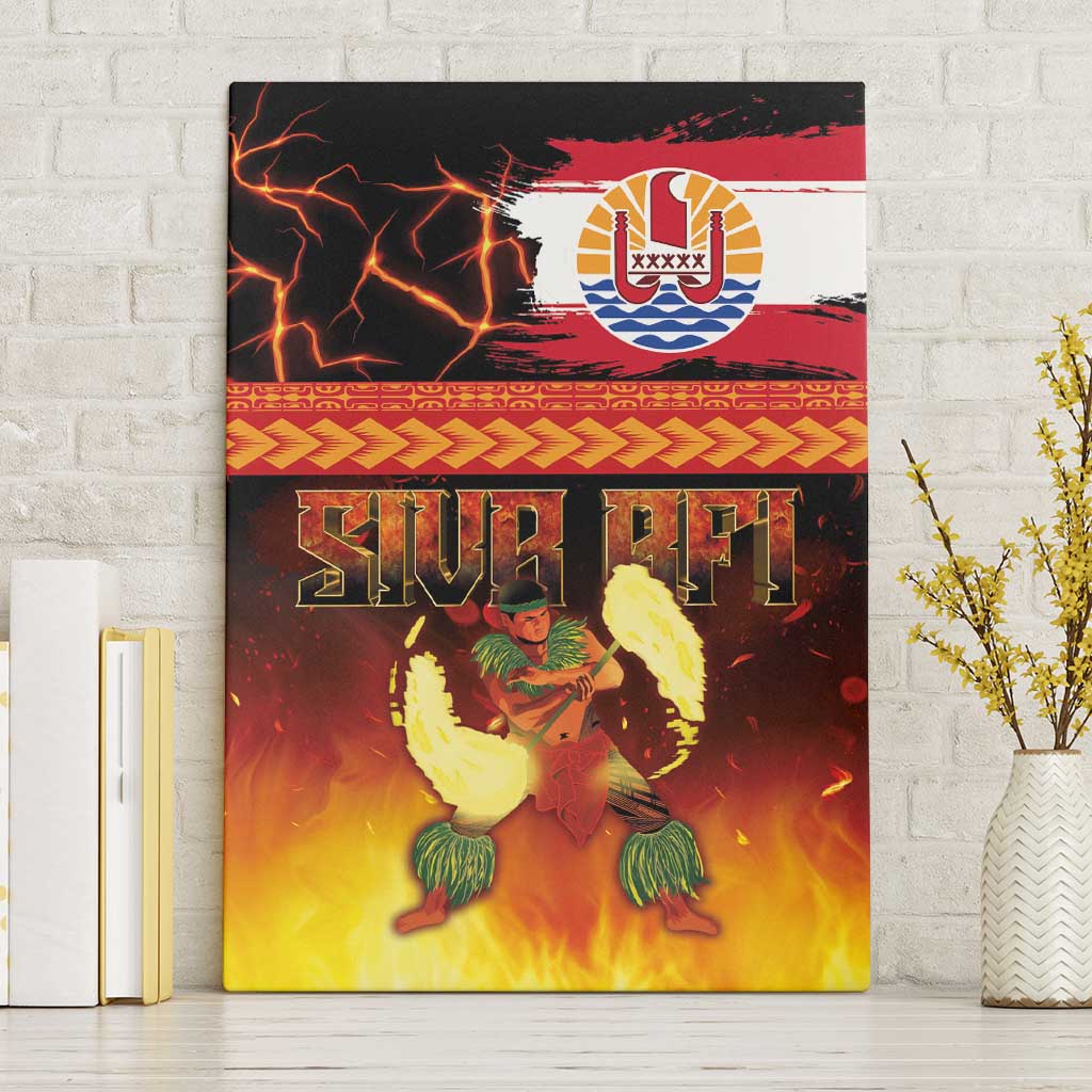 Tahitian Siva Afi Canvas Wall Art Tribal Performers of Tahitian Fire Knife Dancing LT03 Without Frame Black - Polynesian Pride