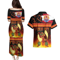 Tahitian Siva Afi Couples Matching Puletasi and Hawaiian Shirt Tribal Performers of Tahitian Fire Knife Dancing LT03 - Polynesian Pride