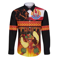 Tahitian Siva Afi Family Matching Long Sleeve Bodycon Dress and Hawaiian Shirt Tribal Performers of Tahitian Fire Knife Dancing LT03 Dad's Shirt - Long Sleeve Black - Polynesian Pride