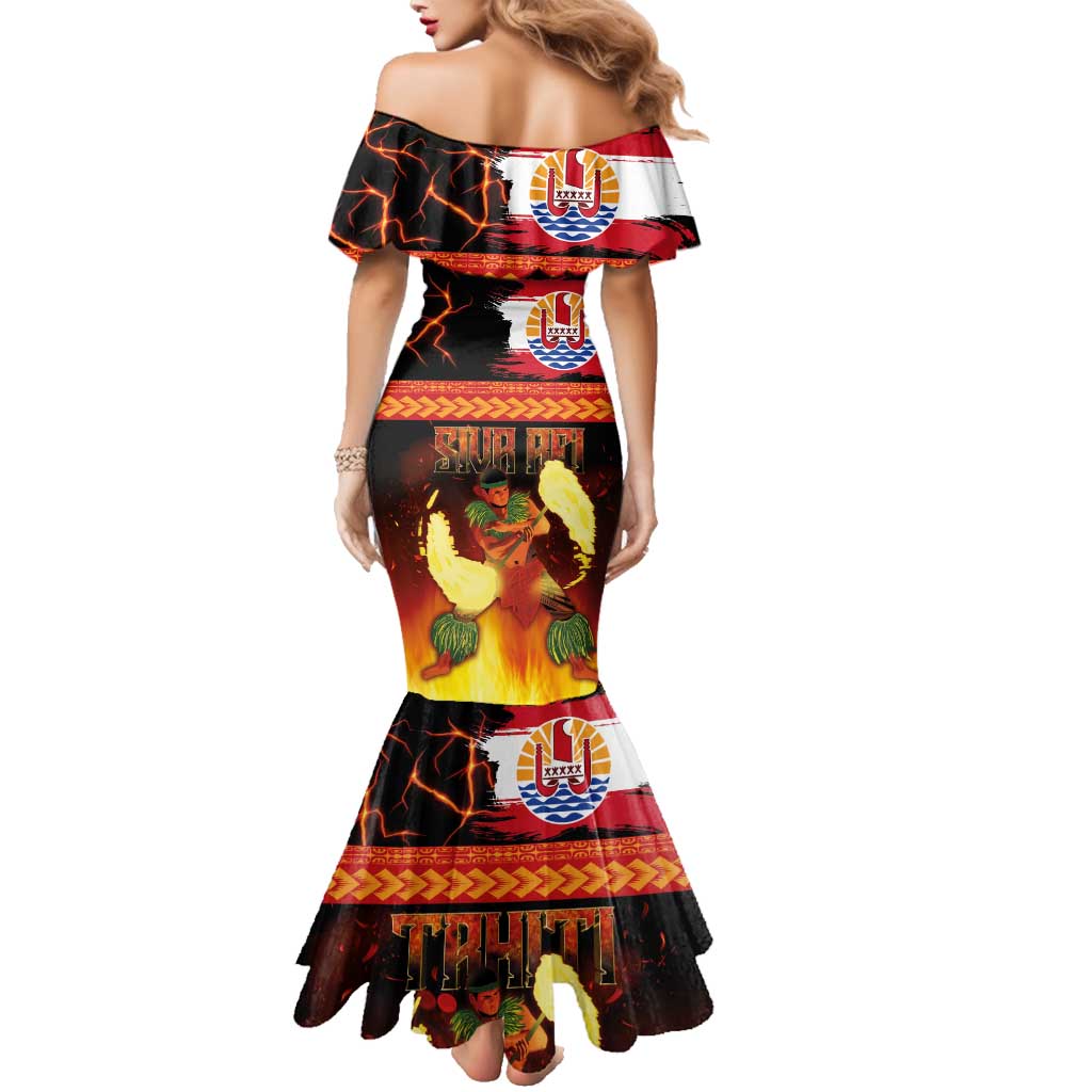 Tahitian Siva Afi Family Matching Mermaid Dress and Hawaiian Shirt Tribal Performers of Tahitian Fire Knife Dancing LT03 - Polynesian Pride
